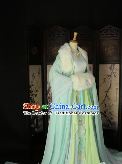 Chinese Ancient Imperial Concubine Green Hanfu Dress Tang Dynasty Imperial Consort Embroidered Costume for Women