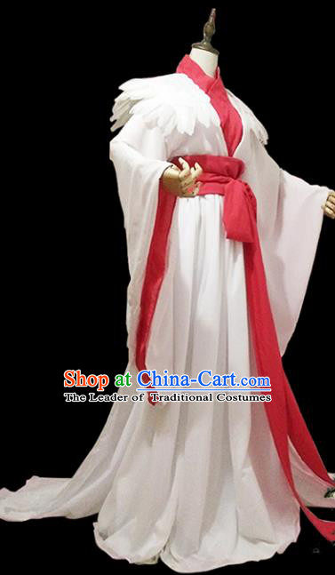 Chinese Ancient Cosplay Swordswoman White Hanfu Dress Han Dynasty Female Knight-errant Costume for Women
