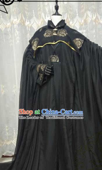 Chinese Ancient Nobility Childe Knight Black Costume Cosplay Swordsman Royal Highness Clothing for Men