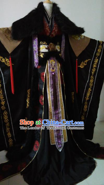 Chinese Ancient Emperor Costume Cosplay Nobility Childe Swordsman Embroidered Dragons Clothing for Men