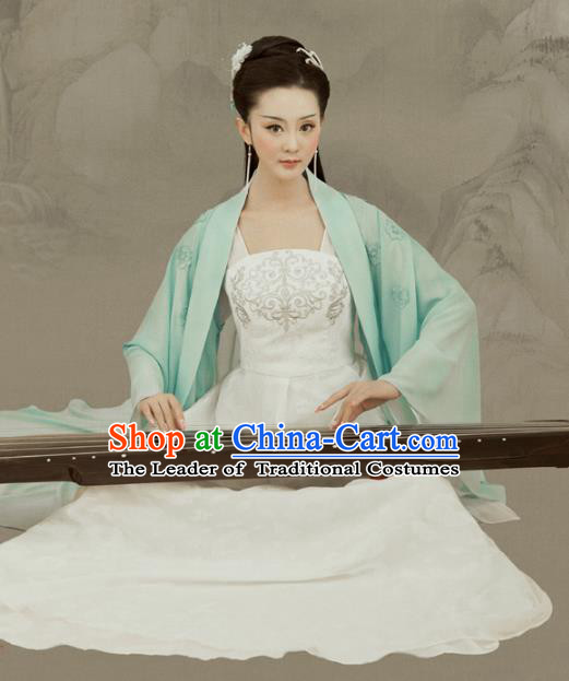 Traditional Chinese Ancient Palace Lady Dress Tang Dynasty Princess Embroidered Costume and Headpiece for Women