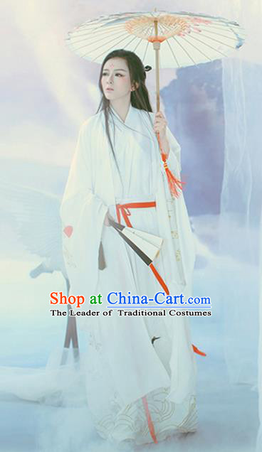 Traditional Chinese Ancient Swordswoman Hanfu Dress Jin Dynasty Princess Embroidered Costume for Women