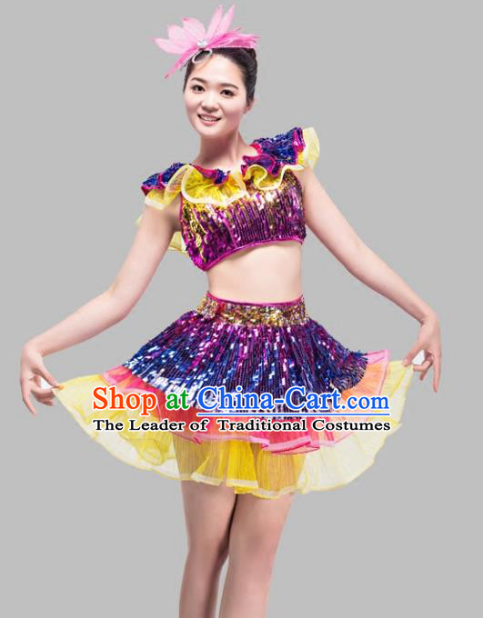 Top Grade Stage Performance Jazz Dance Costume Chorus Modern Dance Bubble Dress for Women