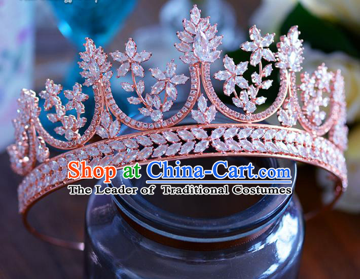 Baroque Style Hair Jewelry Accessories Bride Crystal Zircon Royal Crown Princess Hair Clasp for Women