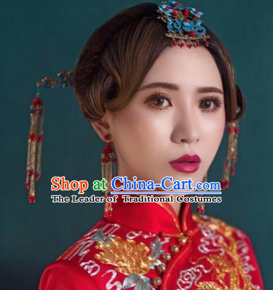 Chinese Traditional Handmade Hair Accessories Xiuhe Suit Hair Clips Ancient Hairpins Complete Set for Women
