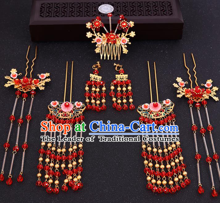 Chinese Traditional Xiuhe Suit Hair Accessories Ancient Hair Combs Hairpins Complete Set for Women