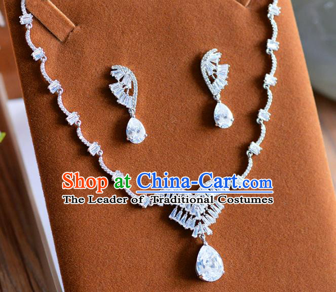 Top Grade Handmade Wedding Jewelry Accessories Zircon Necklace and Earrings for Women