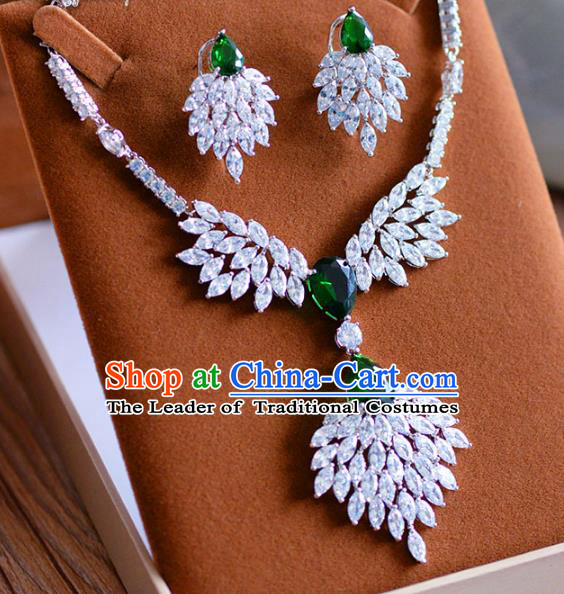 Top Grade Handmade Wedding Jewelry Accessories Crystal Necklace and Earrings for Women