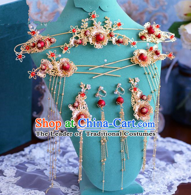 Chinese Ancient Handmade Palace Hair Clips Tassel Step Shake Hair Accessories Traditional Hairpins for Women