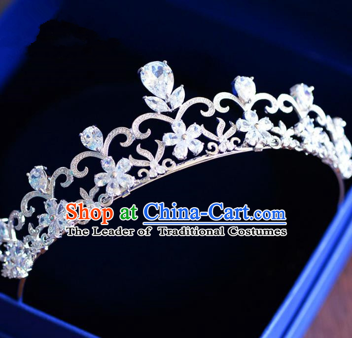 Top Grade Handmade Baroque Hair Jewelry Accessories Royal Crown Bride Zircon Imperial Crown for Women