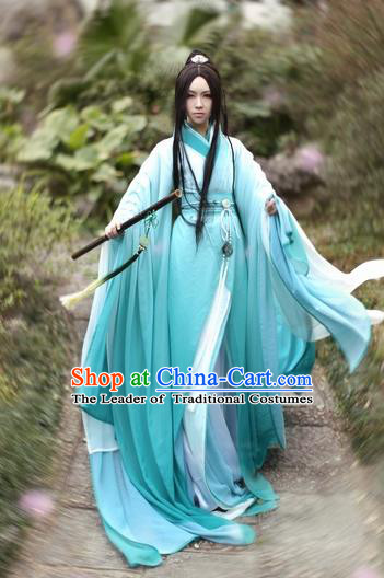 Ancient Chinese Nobility Childe Wide Sleeve Hanfu Jin Dynasty Scholar Swordsman Costumes for Men