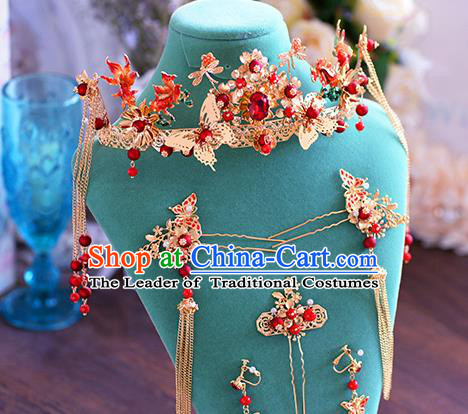 Ancient Chinese Handmade Hair Accessories Xiuhe Suit Bride Hair Clasp Hairpins Complete Set for Women