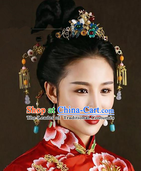 Ancient Chinese Handmade Hair Accessories Xiuhe Suit Hairpins Complete Set for Women