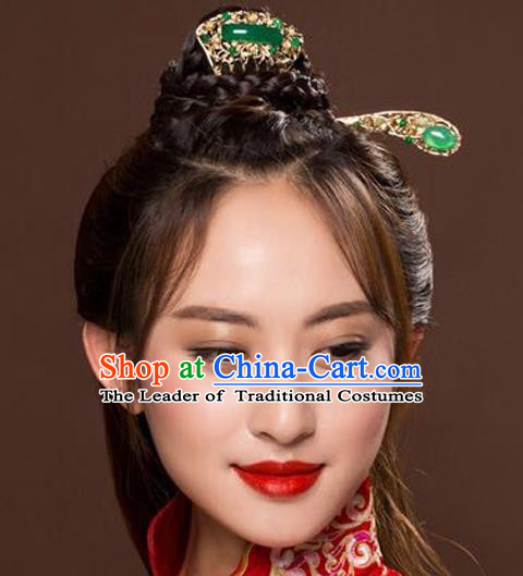 Ancient Chinese Handmade Classical Hair Accessories Xiuhe Suit Jade Hairpins and Hair Comb for Women