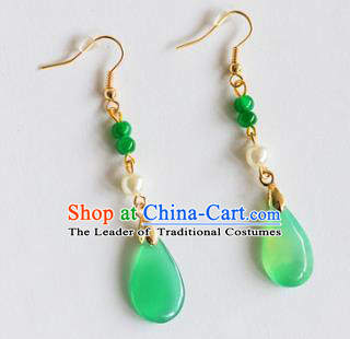 Top Grade Chinese Handmade Wedding Jade Earrings Accessories Bride Eardrop for Women