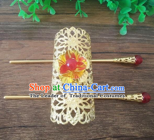Handmade China Ancient Nobility Childe Hair Accessories Swordsman Golden Hairdo Crown for Men