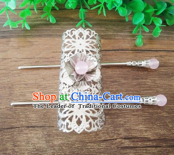 Handmade China Ancient Nobility Childe Hair Accessories Swordsman Argent Hairdo Crown for Men