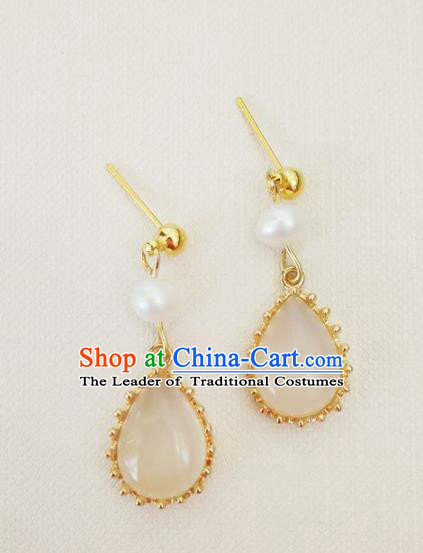 Top Grade Chinese Handmade Accessories Hanfu Eardrop Jade Earrings for Women