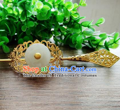 Handmade China Ancient Prince Hair Accessories Swordsman Jade Hairdo Crown for Men