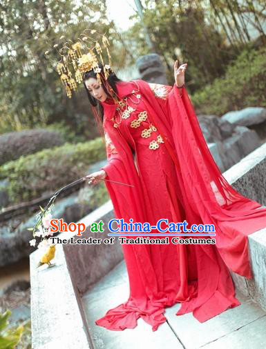 Chinese Ancient Princess Wedding Costume Northern and Southern Dynasties Nobility Lady Red Hanfu Dress for Women