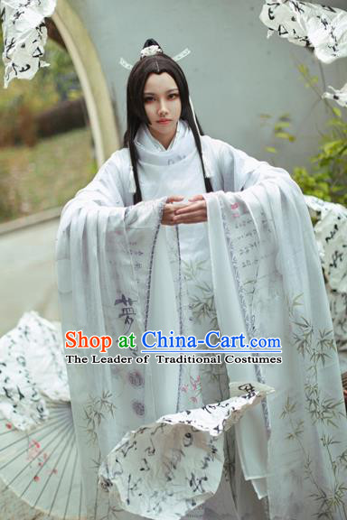 Ancient Chinese Jin Dynasty Prince Costume Cosplay Swordsman Embroidered Clothing for Men