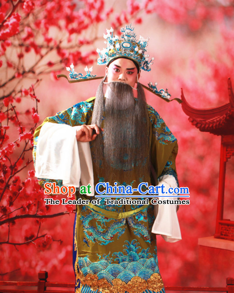 Chinese Traditional Beijing Opera Mang Embroidered Dragon Long Robe for Men