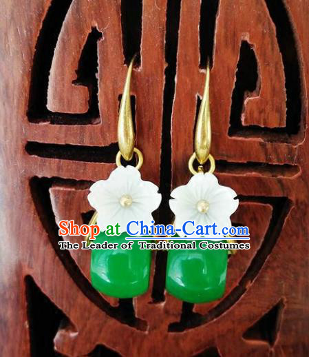 Chinese Handmade Accessories Hanfu Jadeite Eardrop Ancient Earrings for Women