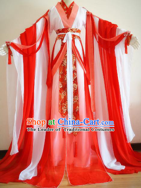 Chinese Ancient Cosplay Palace Princess Costume Jin Dynasty Swordswoman Red Hanfu Dress for Women