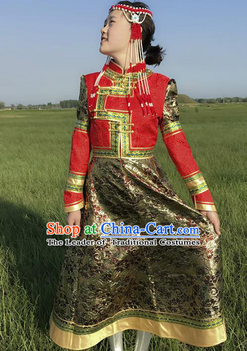 Traditional Chinese Mongol Nationality Dancing Costume Mongols Female Folk Dance Headwear Mongolian Minority Embroidery Costume