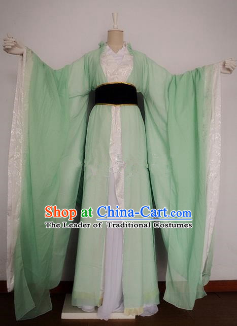 Chinese Ancient Cosplay Swordswoman Costume Traditional Han Dynasty Princess Green Hanfu Dress for Women