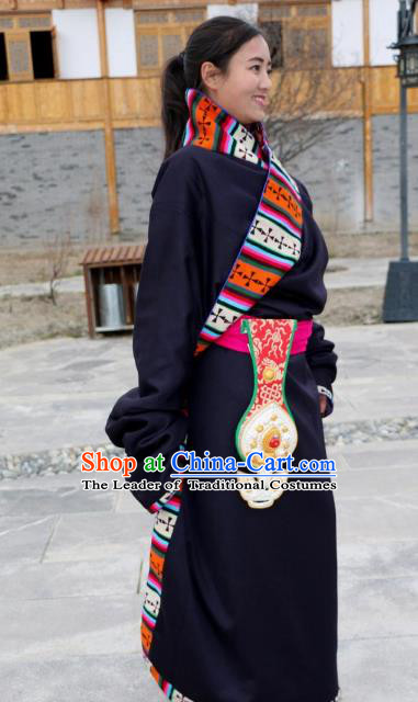 Traditional Chinese Zang Nationality Dance Costume China Tibetan Minority Enthic Clothing