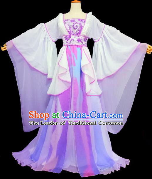 Chinese Ancient Cosplay Princess Costume Traditional Tang Dynasty Female Knight Purple Hanfu Dress for Women