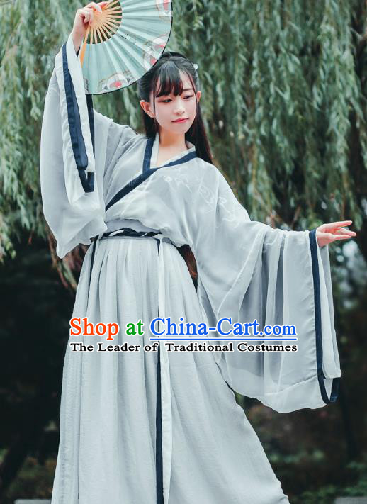 Chinese Traditional Ancient Nobility Lady Clothing Jin Dynasty Scholar Hanfu Dress for Women