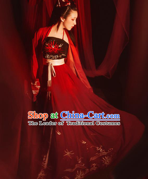 Chinese Ancient Palace Lady Hanfu Han Dynasty Imperial Concubine Queen Embroidered Historical Costumes