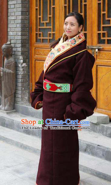 Traditional Chinese Zang Nationality Dance Costume China Tibetan Minority Enthic Clothing
