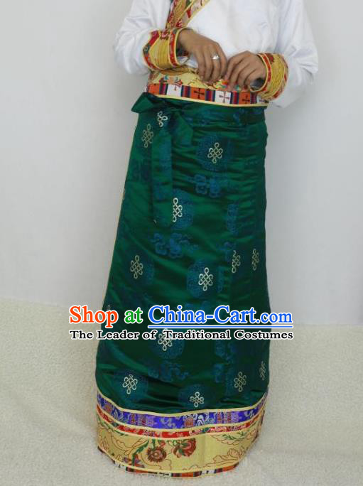 Traditional Chinese Zang Nationality Dance Costume China Tibetan Minority Enthic Clothing