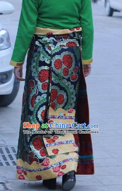 Traditional Chinese Zang Nationality Dance Costume China Tibetan Minority Enthic Clothing