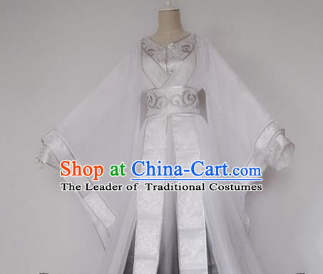 Chinese Han Dynasty White Hanfu Dress Ancient Fairy Traditional Costume for Women