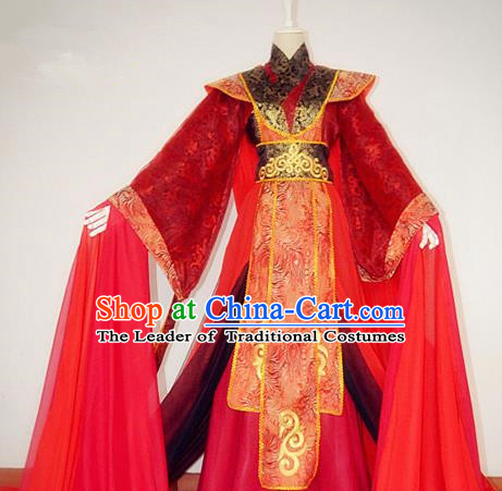 Chinese Han Dynasty Royal Highness Wedding Hanfu Ancient Swordsman Red Clothing for Men