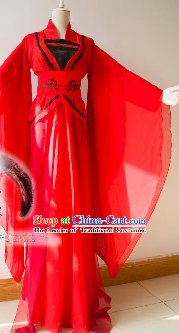 Chinese Tang Dynasty Imperial Consort Red Hanfu Dress Ancient Fairy Traditional Costume for Women