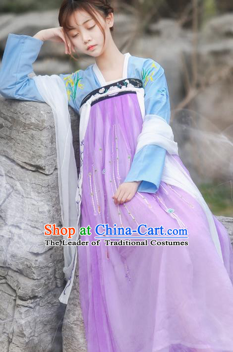 Chinese Ancient Palace Lady Hanfu Han Dynasty Imperial Concubine Queen Embroidered Historical Costumes