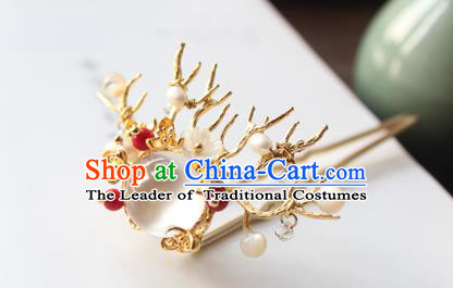 Chinese Ancient Handmade Dragon Horn Hair Clip Hair Accessories Hanfu Hairpins for Women