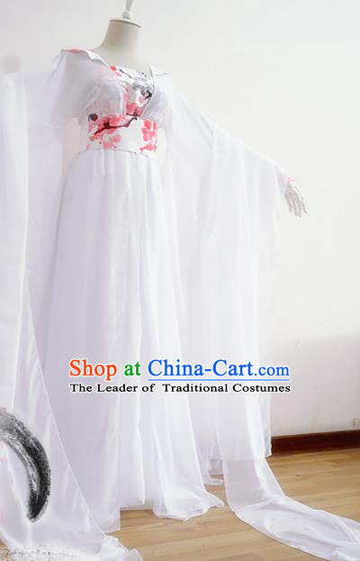 Chinese Traditional Han Dynasty Printing Plum Blossom Hanfu Dress Ancient Court Lady Clothing for Women