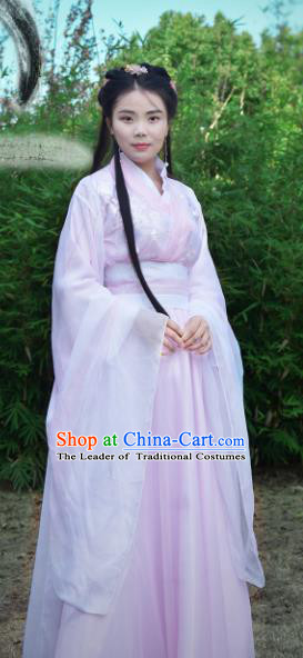 Chinese Traditional Han Dynasty Princess Pink Hanfu Dress Ancient Fairy Clothing for Women