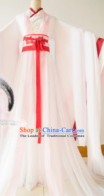 Chinese Traditional Han Dynasty Princess White Hanfu Dress Ancient Fairy Clothing for Women
