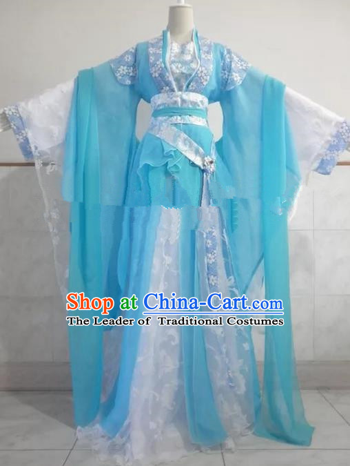 Chinese Song Dynasty Princess Blue Hanfu Dress Ancient Fairy Traditional Clothing for Women