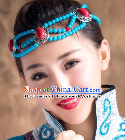 Chinese Traditional Mongol Ethnic Hair Accessories, Mongolian Minority Folk Dance Headwear for Women