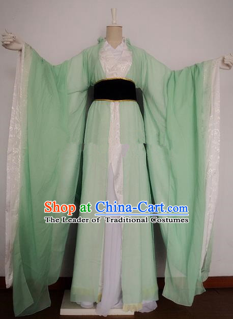 Chinese Han Dynasty Swordswoman Green Hanfu Dress Ancient Fairy Traditional Clothing for Women