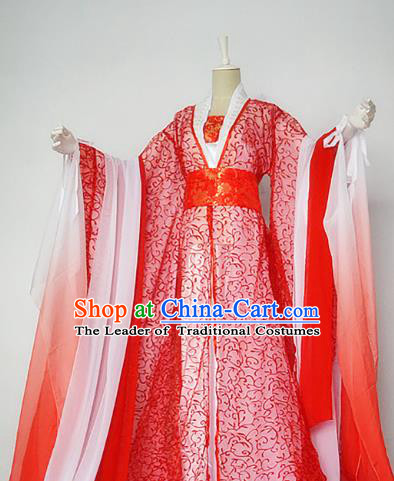 Chinese Han Dynasty Empress Red Hanfu Dress Ancient Fairy Traditional Clothing for Women