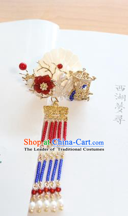 Chinese Ancient Handmade Palace Shell Tassel Hair Claw Hair Accessories Hanfu Hairpins for Women